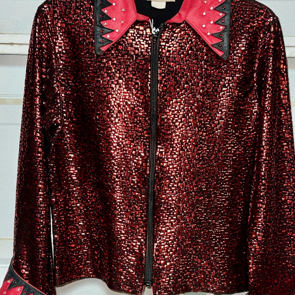 Stylish Red Metallic Women's Blazer